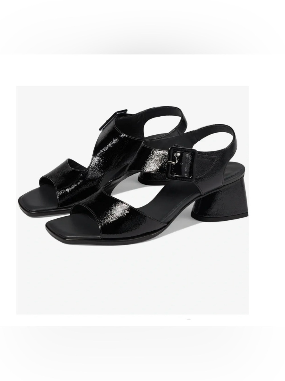 Paul Green Black Patent Slingback Block Heel Sandals